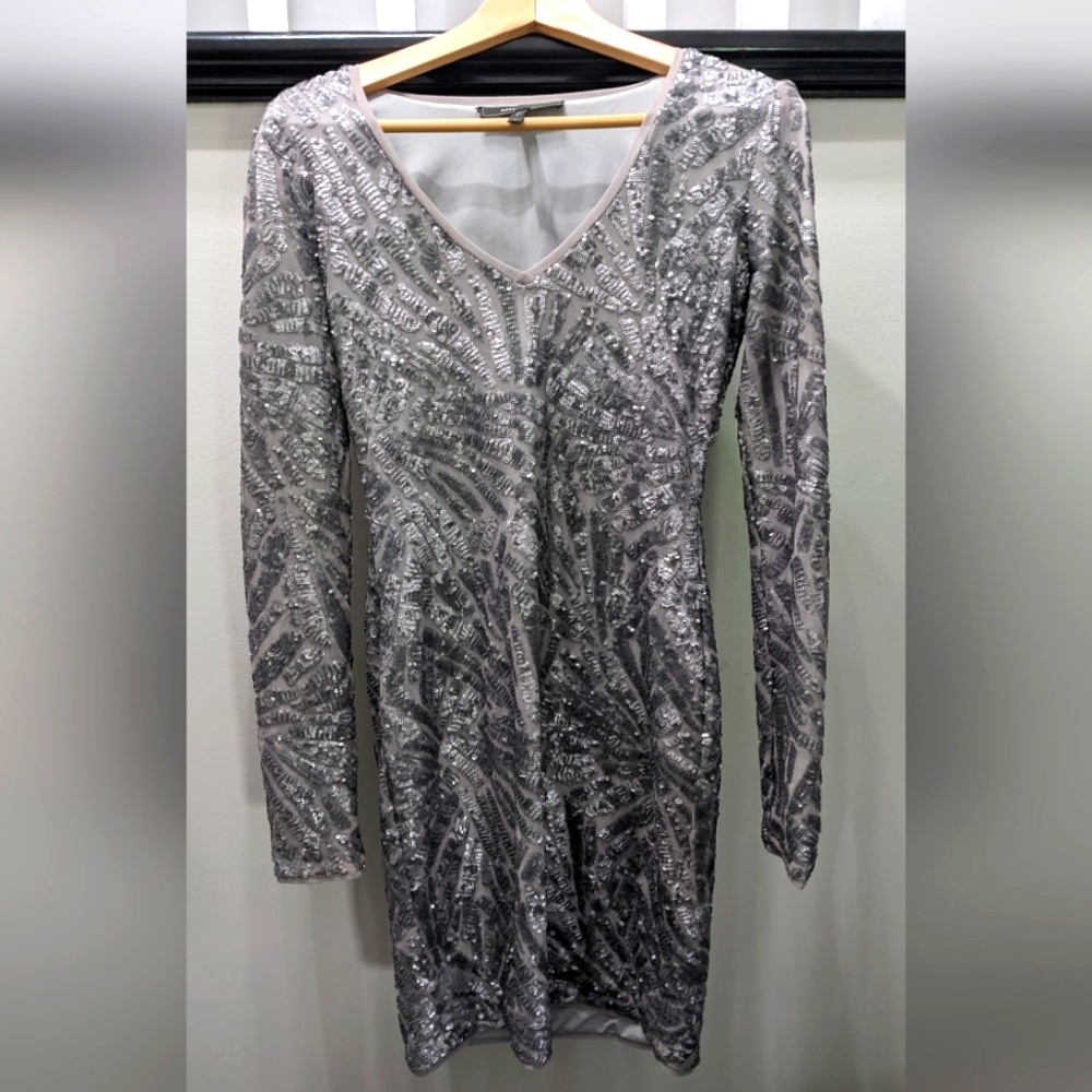 Bcbg women's long sleeve sequin long sleeve mini dress